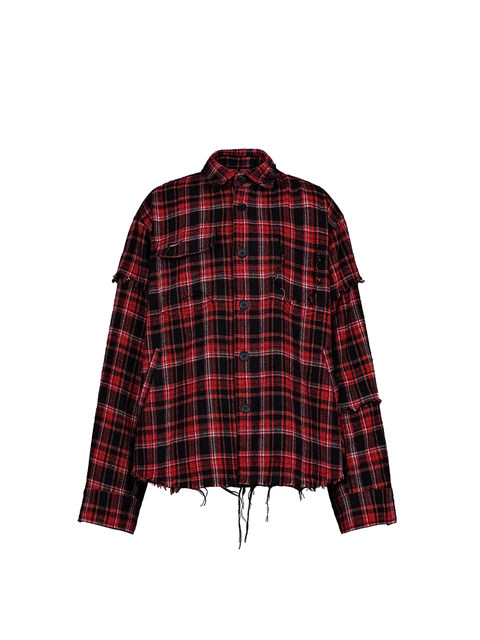 UNDERWATER S1 Crimson Ruin Deconstructed Wool Shirt Jacket