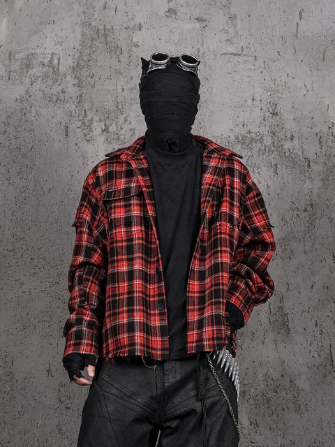 UNDERWATER S1 Crimson Ruin Deconstructed Wool Shirt Jacket