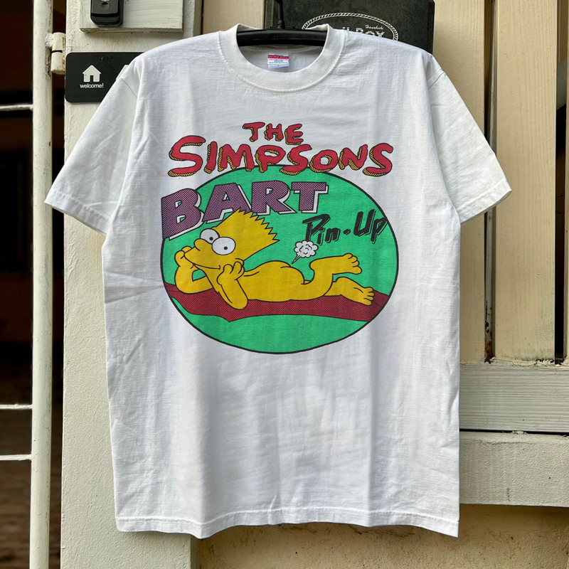 Pin-Up Simpsons Spoof Style Half-Sleeve Vintage Quirky Cartoon College Style Short-Sleeve T-Shirt