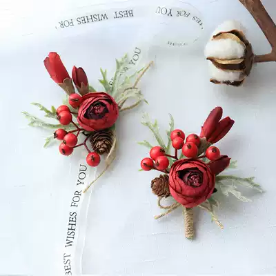Mori Berry bride bridesmaid wrist flower Christmas groom flower Flower Flower wedding wedding wedding photography photo jewelry