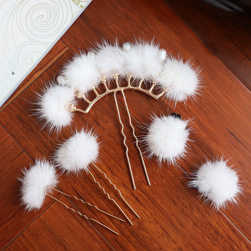 Hanfu headdress pearl hair ball row plug hairpin children Ming system row hairpin hairpin ancient style hairpin Song style ancient costume hair ornament