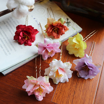 Hanfu silk hairclip hairpin hair accessories ancient costume bride headdress ancient style photo studio photo studio photo accessories