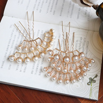 Hanfu headdress Pearl row hairpin children Ming hair hairpin ancient style hair accessories Song style ancient costume accessories