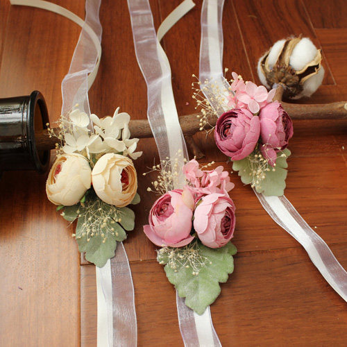 2018 Mori Faculty wrist flower Eurostyle bracelet wedding bride bridesmaids and sisters Handflowers New Lang Chest Flowers Wedding items