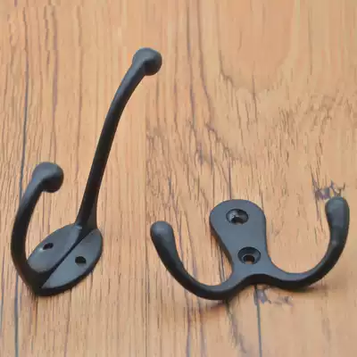 Black single coat hook wardrobe double hook coat hook Nordic wall-mounted antique single hook European adhesive hook Wall creative
