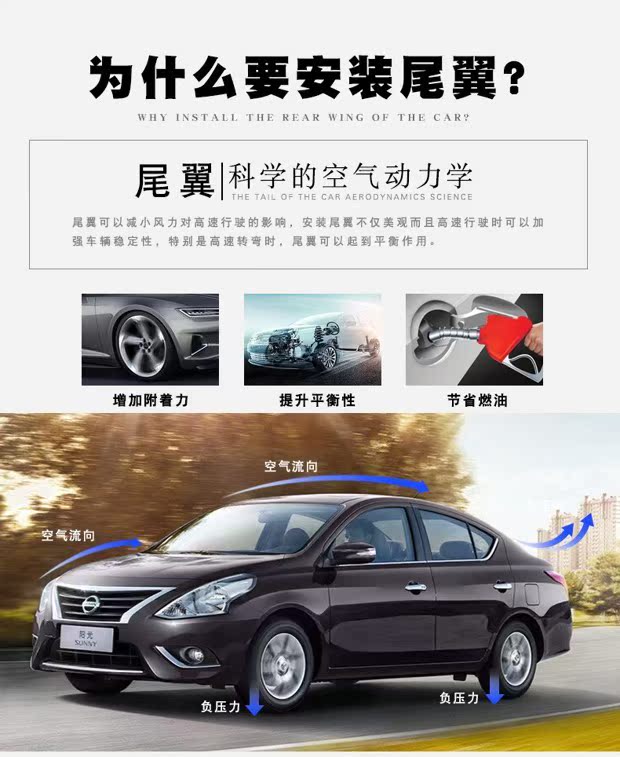 Áp dụng cho Nissan 11-17 mới mặt trời đuôi mái hiên sửa đổi sơn nhấn đuôi cánh abs đấm cánh cố định Cánh gió ô tô đẹp