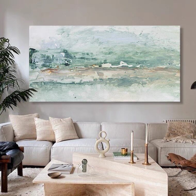 Guanlan simple abstract hand-painted oil painting wabi sabi style single decorative painting living room porch background wall thick texture hanging painting - Taobao