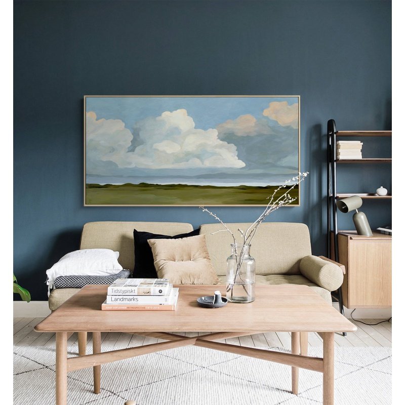 Pure hand-painted oil painting small fresh Nordic horizontal version landscape pastoral living room background wall decoration painting light luxury bedroom hanging painting