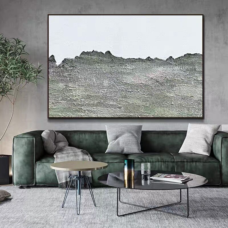 Pure hand-painted oil painting modern wabi sabi Zen sand texture living room porch decorative painting study abstract light luxury hanging painting