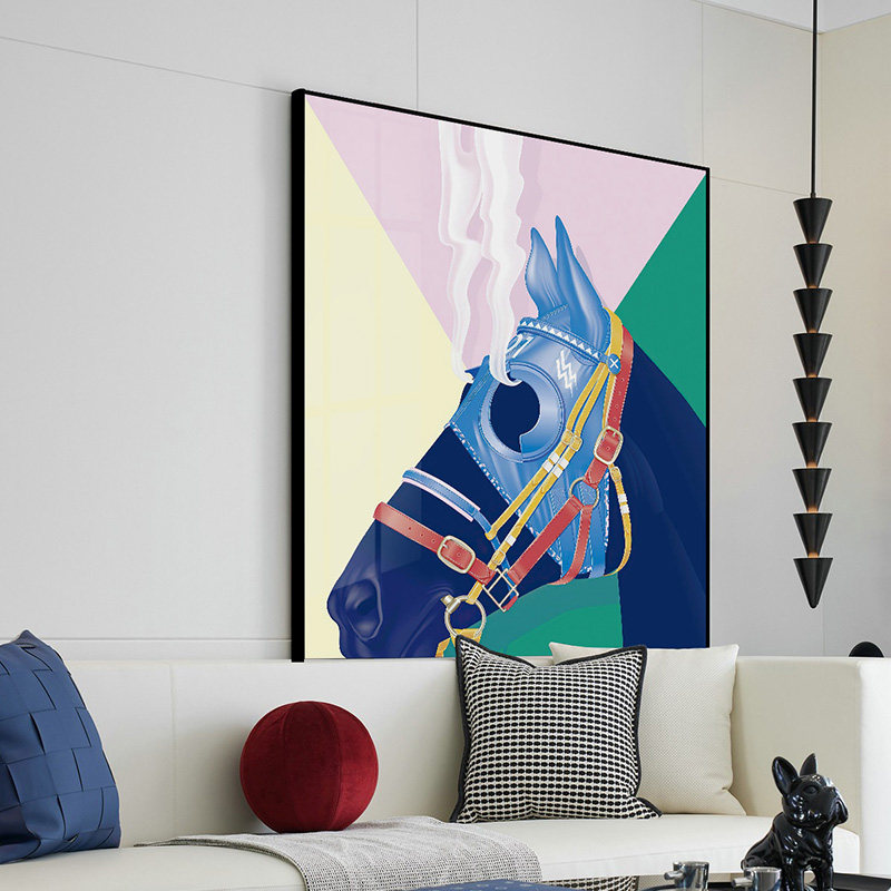 Modern abstract animal three-dimensional horse hand-painted oil painting European decorative painting simple living room sofa background wall hanging painting - Taobao