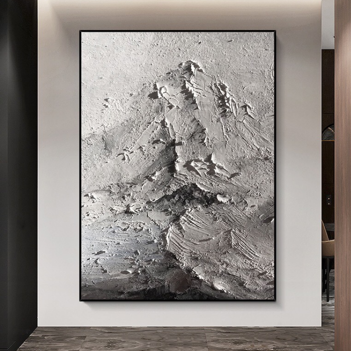 Pure hand-painted oil painting Nordic wabi-sabi three-dimensional texture knife painting living room porch decoration painting snow mountain scenery modern hanging painting