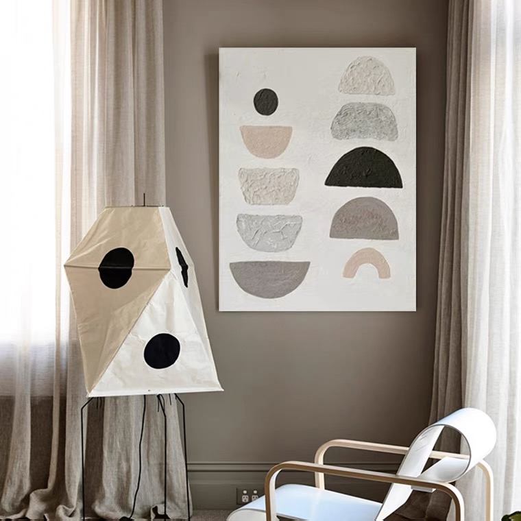 Pure hand-painted oil painting minimalist geometric space wabi-sabi modern hanging painting living room porch restaurant abstract single decorative painting - Taobao