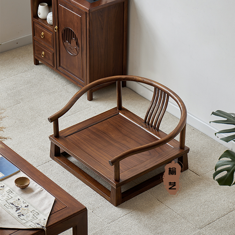 無垢材の新しい中国風畳椅子ローチェア出窓用椅子和風バルコニー瞑想用椅子座椅子背もたれなし椅子ティーテーブル用椅子