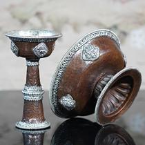 Nepal pure copper protector cup eight auspicious carved protector cup pure copper offering cup tantra for Buddha meditation ornaments 20cm