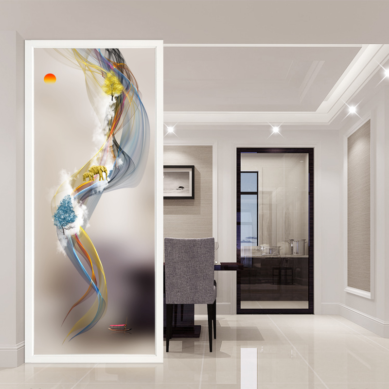 Modern Abstract Art Glass Screen Partition Living Room Genguan Cabinet Decoration Background Wall Frosted Steel Fication Minimalist Process