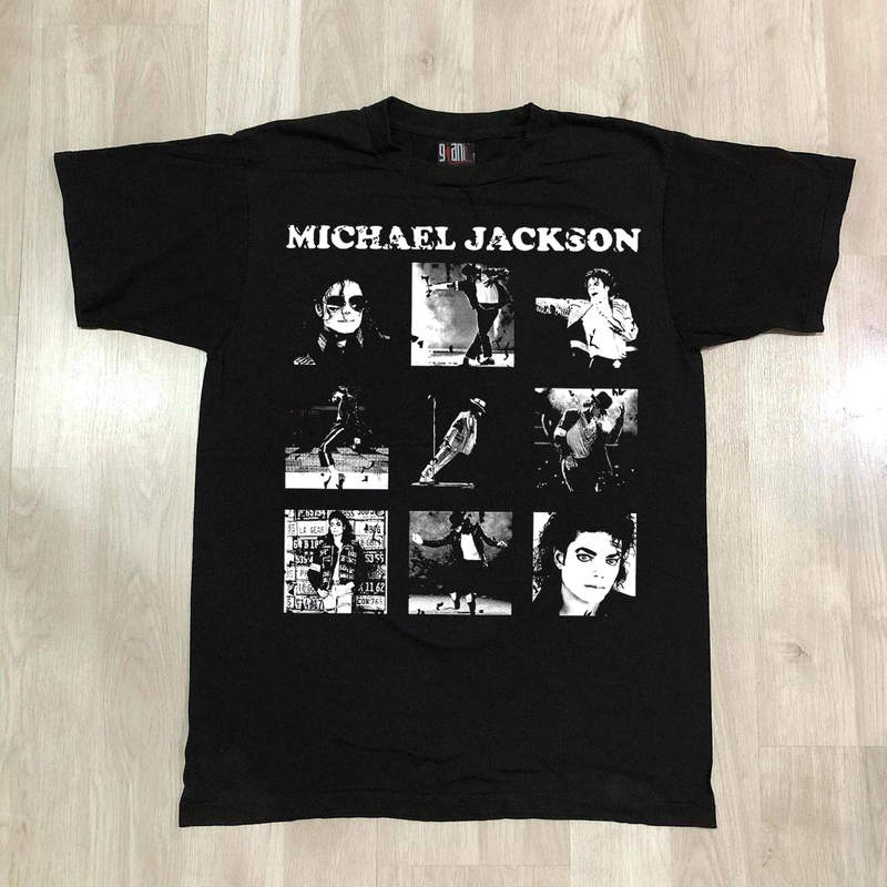 Michael Jackson American-Style Small Neckline Half-Sleeve Pure Cotton Street Short-Sleeve T-Shirt Trendy Michael Jackson American-Style Small Neckline Half-Sleeve Pure Cotton Street Short-Sleeve T-Shirt Trendy