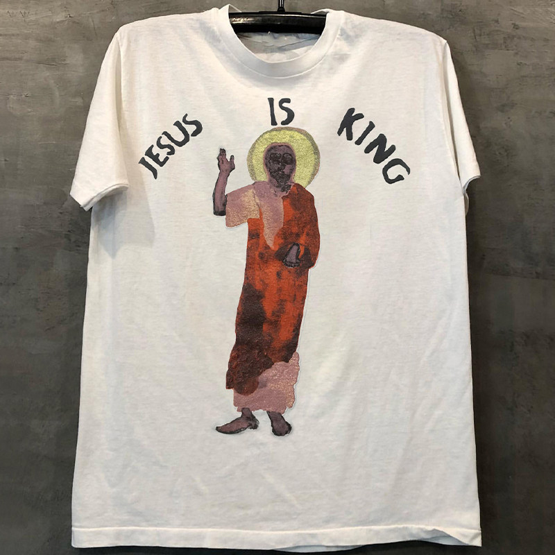 Kanye West Style High Street Fog Chicago Chic Hip-Hop King Trendy Brand Short-Sleeve Unisex Pure Cotton Loose Cool T-Shirt