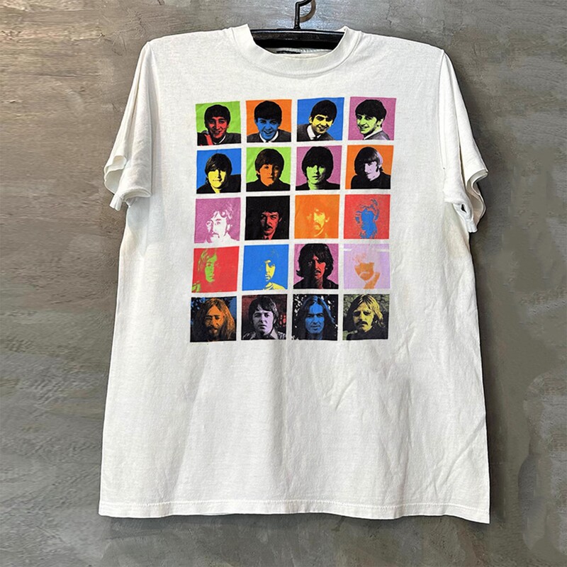 The Beatles Classic Rock Direct-Print Short-Sleeve T-Shirt ins Super Popular American-Style Five-Quarter Sleeve Trend The Beatles Classic Rock Direct-Print Short-Sleeve T-Shirt ins Super Popular American-Style Five-Quarter Sleeve Trend