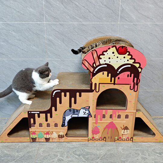 Icle large cat scratching board corrugated no assembly required ice cream slide castle claw sharpener multi-cat family scratch resistant