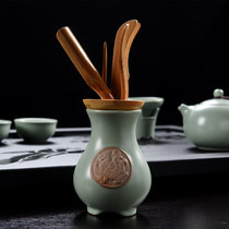 Ruyao Tea Ceremony Six Junzi Ge Kiln Tea Set Accessories Ceramic Tea set Tea Tray Accessories Kung Fu Tea Set Bamboo Tea clip