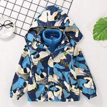 Boy Clothing Boy Assault Jacket Spring Dress 2021 New Ocean Gas Spring Autumn Three-in-one Plus Suede Thickened Demolition