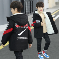 Boy Clothing Boy Thickened Coat Autumn Winter Clothing 2021 New Korean version CUHK Children plus velvet windcoat Cotton Clothing Tide