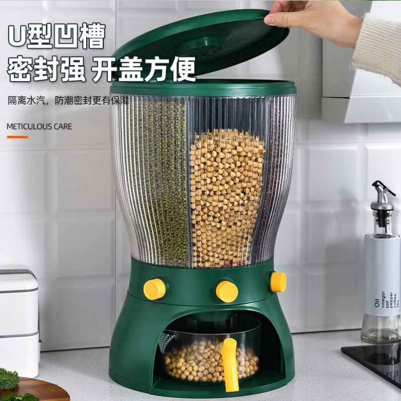 Household divided grain classification rice bucket insect-proof moisture-proof sealed rotary rice storage box 20 catties separated storage box can