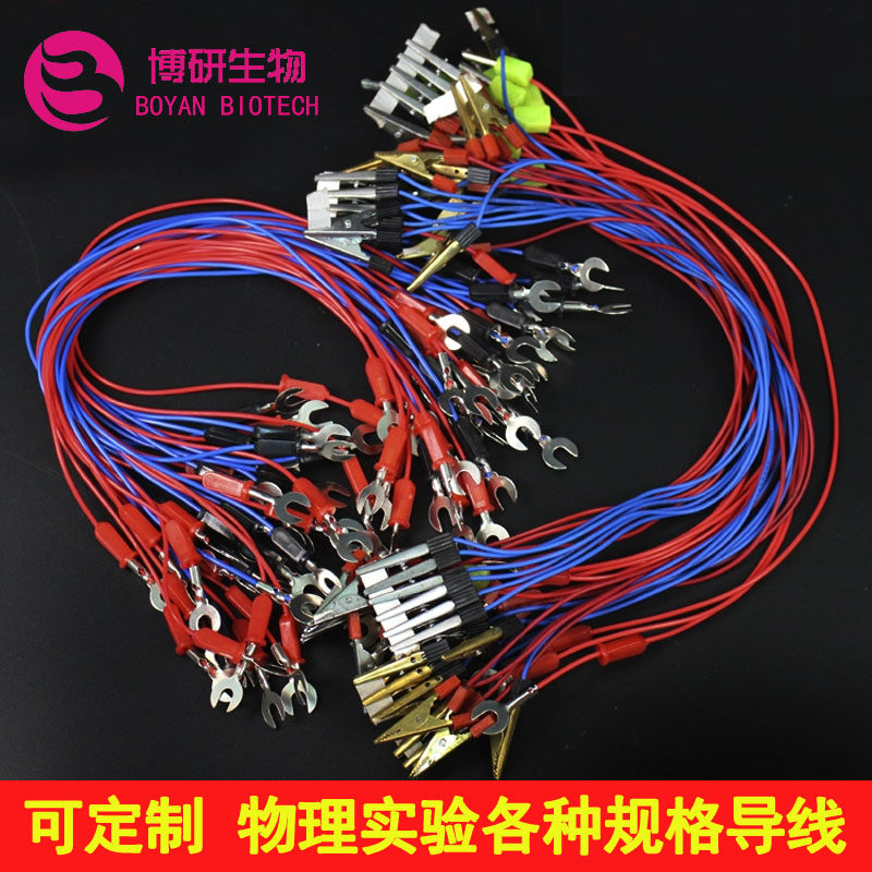 Physical experiment wire 40cm double U-shaped double-fork all-copper crocodile mouth banana head connection line electrical circuit teaching