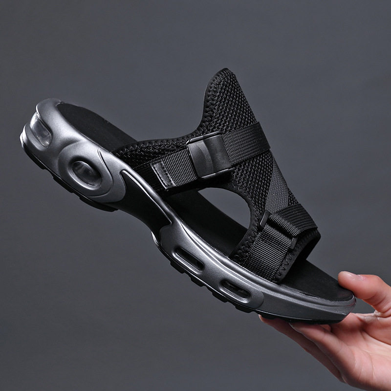 Hong Kong tide brand air cushion sandals men's summer 2020 new outdoor thick-soled men's beach shoes Korean version of the outer wear sandals