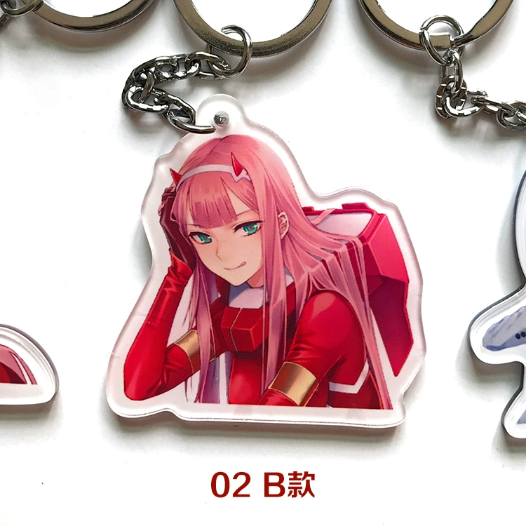 unique halloween costumes Anime DARLING in the FRANXX 02 HIRO ZERO TWO Keychain Cosplay Acrylic Figure Keyring School bag Cute Pendant Charms Xmas Gifts simple halloween costumes