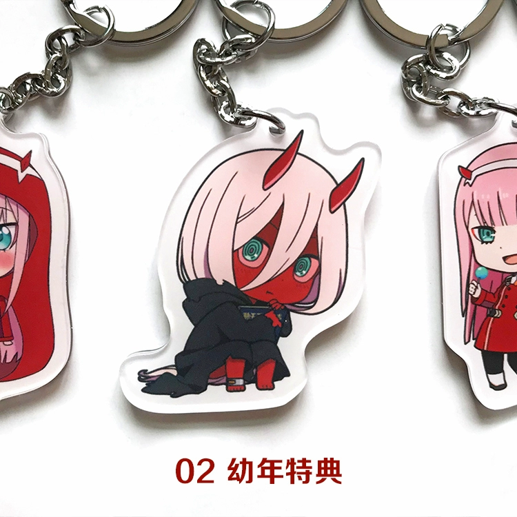 unique halloween costumes Anime DARLING in the FRANXX 02 HIRO ZERO TWO Keychain Cosplay Acrylic Figure Keyring School bag Cute Pendant Charms Xmas Gifts simple halloween costumes