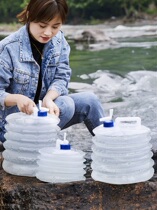 Outdoor folding bucket car kettle car car retractable portable storage tank water bag with faucet household water storage bucket