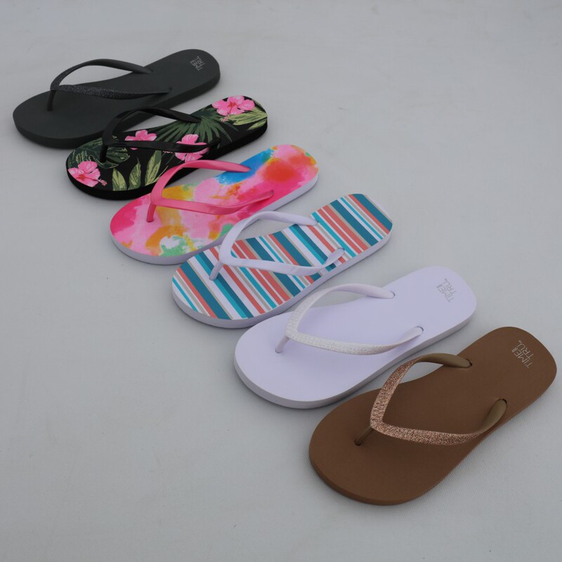 2024 Walmart New Candy-Colored Rainbow Striped Dot Casual Couple Style Men's and Women's Non-Slip Flip-Flops