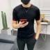 Mùa xuân 2019 nam mới áo len ngắn tay cổ tròn Slim nam áo len nửa tay đẹp trai áo len đáy triều - Hàng dệt kim Hàng dệt kim