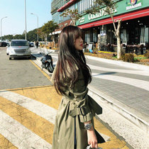 South Korean wind jersey woman in Korean version of Korean version of autumn dress women 2021 new foreign air relaxed sides rear open fork over knee jacket