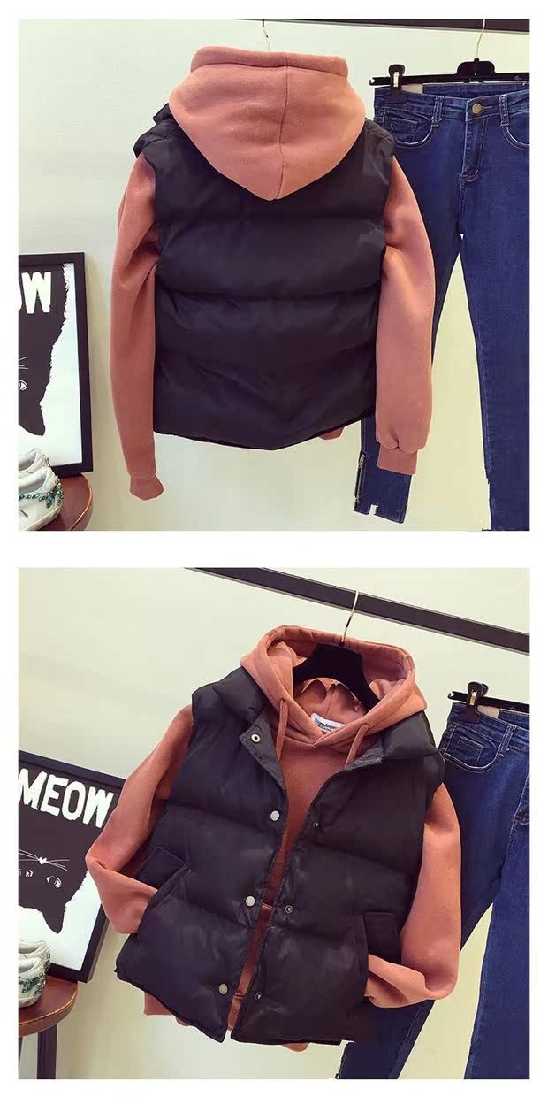 Phiên bản Hàn Quốc của áo len ngắn vest hai bộ mùa đông mới dành cho nữ sinh viên dày áo khoác cotton áo kaki nữ lót lông