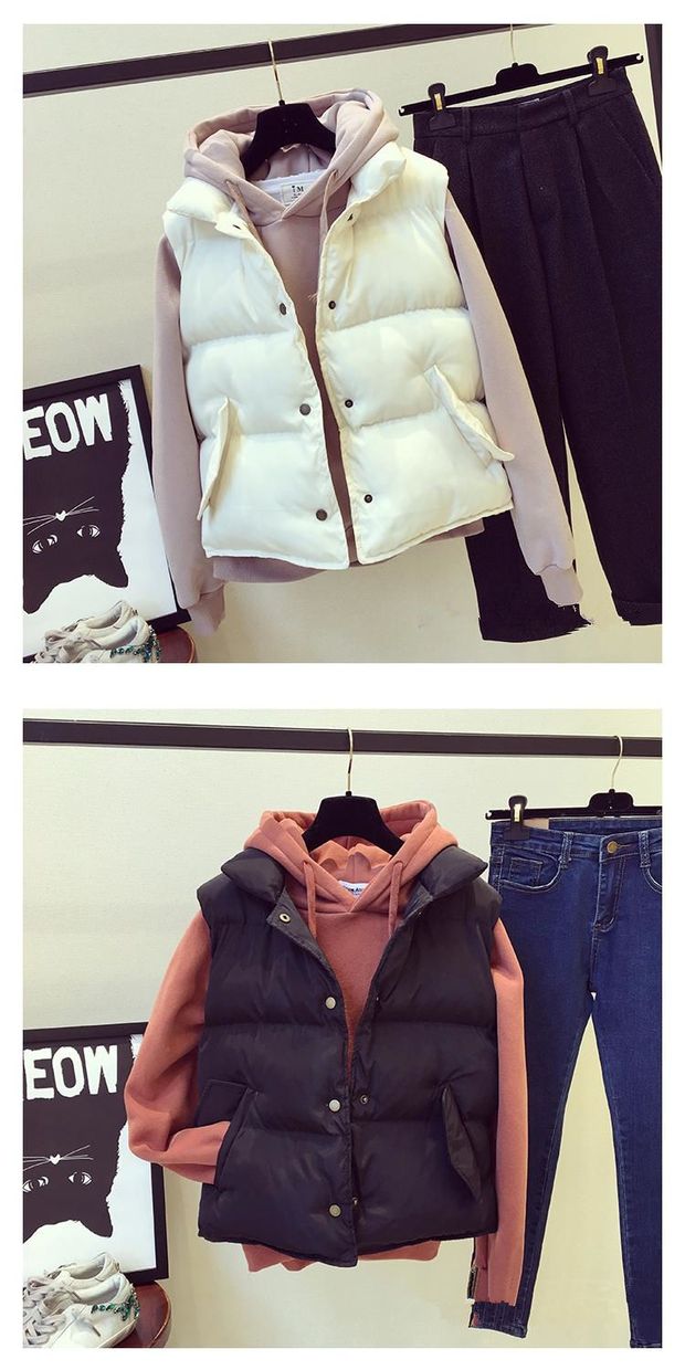 Phiên bản Hàn Quốc của áo len ngắn vest hai bộ mùa đông mới dành cho nữ sinh viên dày áo khoác cotton áo kaki nữ lót lông