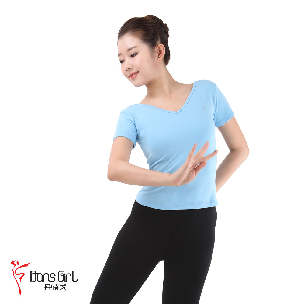 Danshige dance clothes summer yoga clothes sports tops exercise clothes WE01005V collar T-shirt