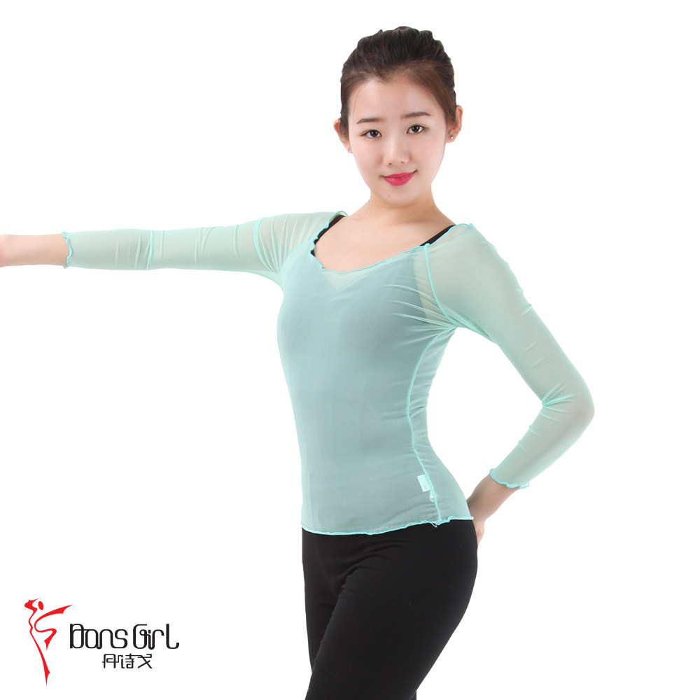 Tanpoetry Gorge WE01100 Practicing Hood Ballet dress Gymnastics Suit body clothes Elastic Mesh Yarn blouse Long sleeves