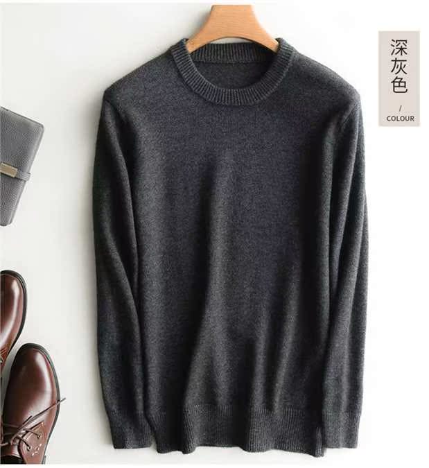 Mùa thu và mùa đông mới áo len cashmere tinh khiết nam cổ tròn dày áo len áo thun thanh niên kích thước lớn lỏng áo len màu rắn áo đôi nam nữ