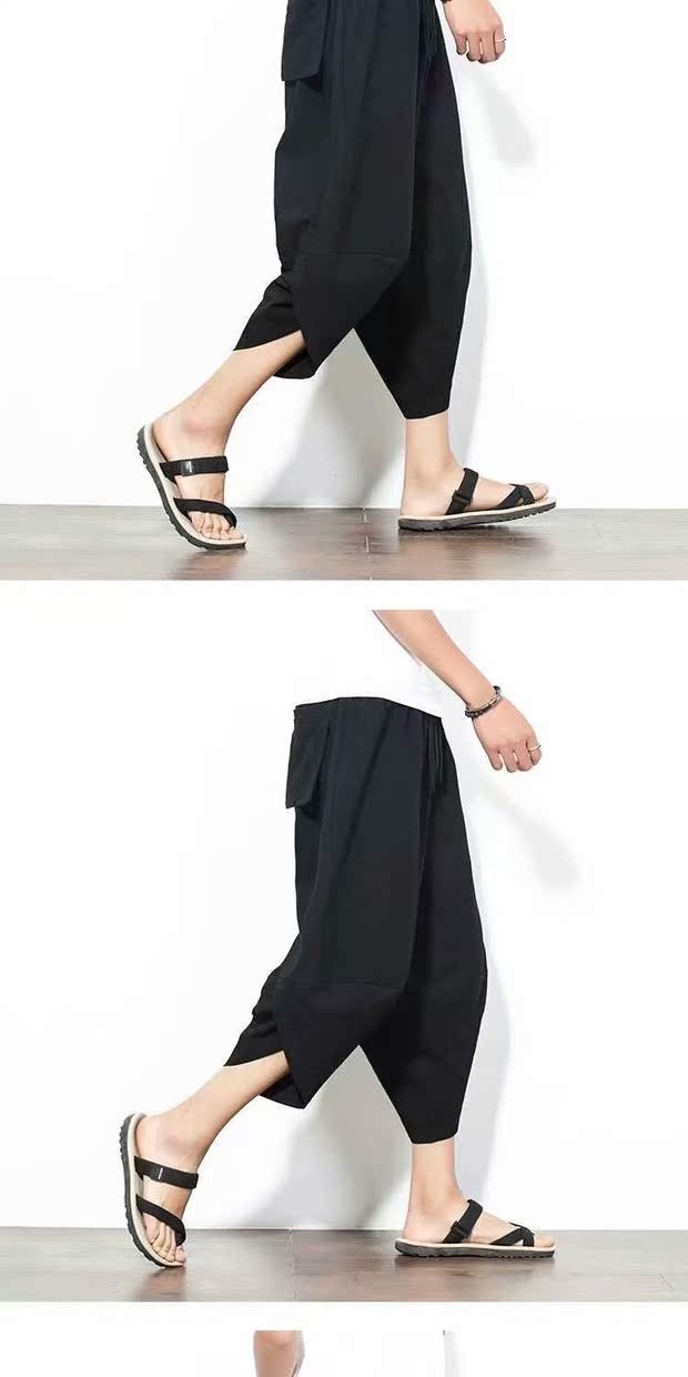 Cá tính nam thời trang đường phố thương hiệu quần tóc stylist hộp đêm chín quần lỏng quần harem quần thể thao nam - Quần Harem quần nam phong cách Hàn Quốc