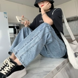 Летние тонкие прямые свободные джинсы, приталенные светлые осенние штаны, высокая талия, свободный крой, подходит для подростков