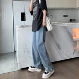 Летние тонкие прямые свободные джинсы, приталенные светлые осенние штаны, высокая талия, свободный крой, подходит для подростков