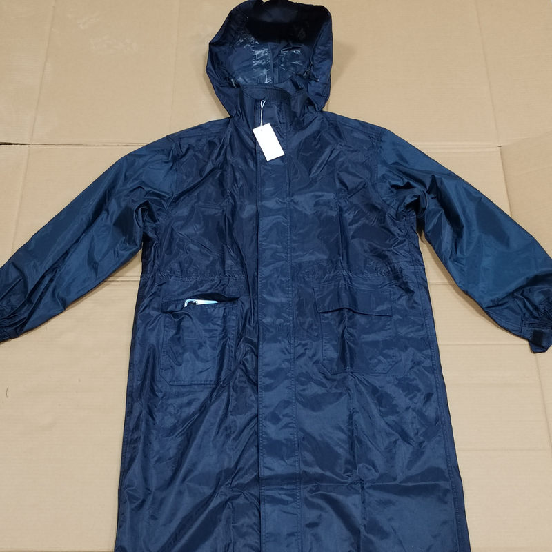 Authentic Navy Blue One-Piece Raincoat and Pants Set, Breathable with Mesh Pockets, Unisex Heavy Rain Protection Raincoat