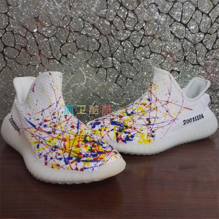Sneakers Custom Yeezy Pure White Coconut Shoes Spray Inkjet inking Hand-painted Retrofit Graffiti Diy change color af1
