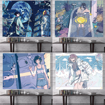  Cute girl hanging cloth ins background cloth wall cloth dormitory bedside girl bedroom decoration two-dimensional tapestry