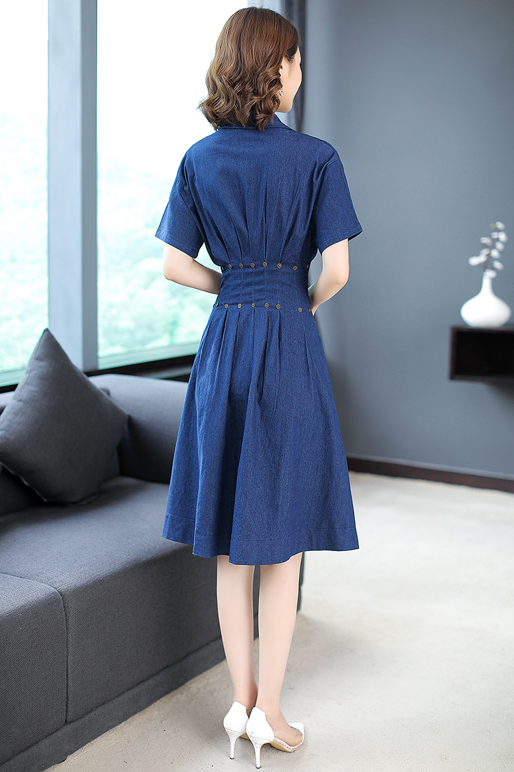 实拍#2018春夏新品时尚牛仔裙短袖修身收腰大