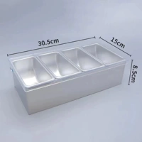 Стальной корпус, прозрачная крышка, маленькая, 4 сетки 201 [одинарная решетка (450 мл], 4 ложки для кормления)