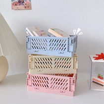 Desktop Nine Palace Lattice Containing Box Finishing Miscellaneous Stationery Cosmetics Snacking Basket Mini Small folding basket Teenage Hearts