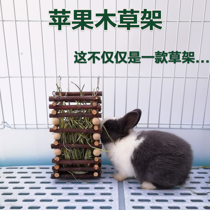 Versatile apple wood grass rack rabbit dragon cat Dutch pig feeder pet toy guinea pig food trough rabbit supplies